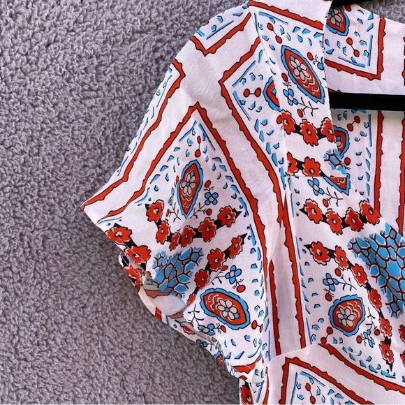 Maeve Anthropologie Praslin Lion Floral Button Front Flutter Sleeve Dress Sz 2 - Picture 2 of 9